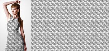03025v Materiał ze wzorem drobny, biały motyw paisley